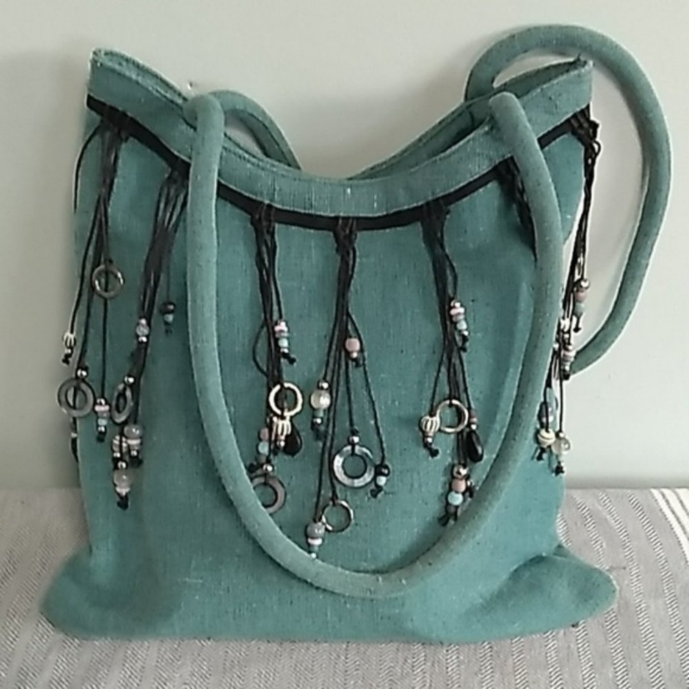 Creative Dimensions Boho Teal Inspired Fabric Shoulder Bag with B